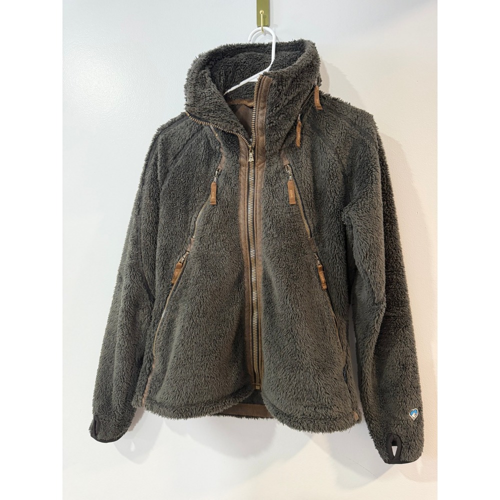 Kuhl Fleece Flight Jacket Stowaway Hood Sherpa Size Medium